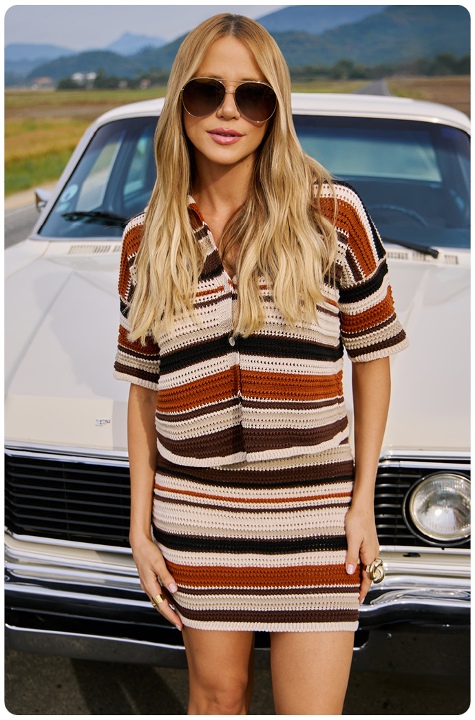 Conjunto Tricô Blusa e Saia